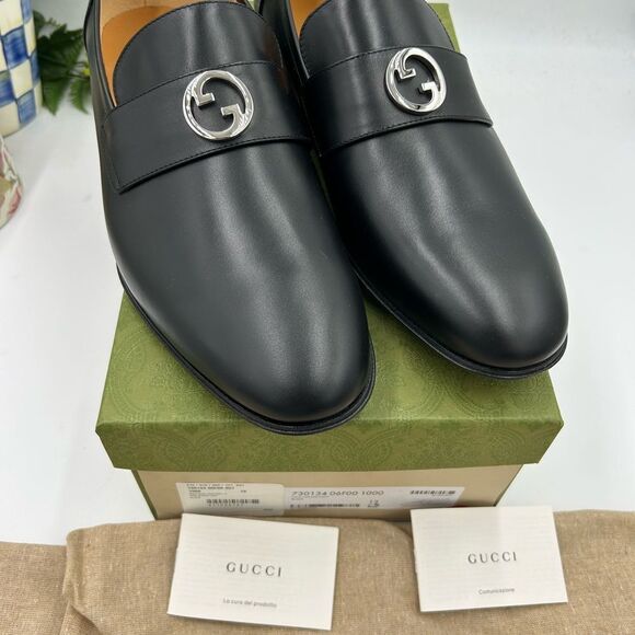 Men's Gucci interlocking G leather loafers size 13 made in Italy - Picture 3 of 11